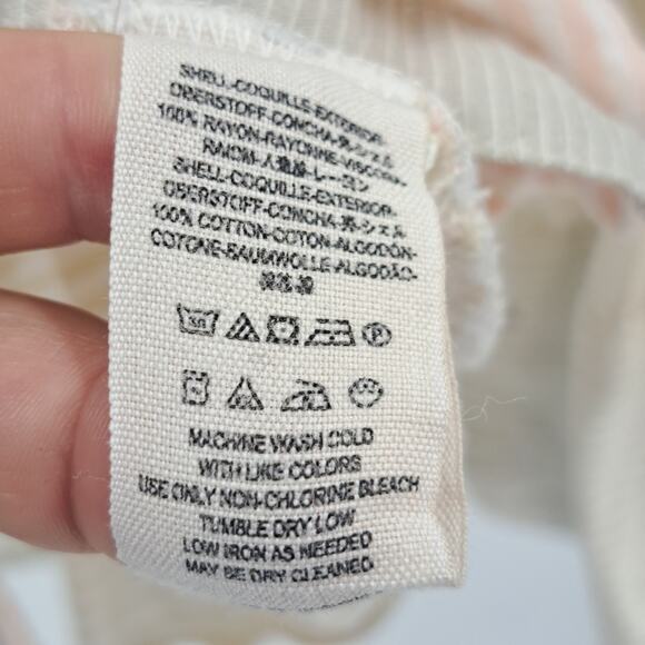 Free People Blouse Shirt S Cape Town Colorblock Stripe Long Sleeve Peach Combo - Picture 13 of 15